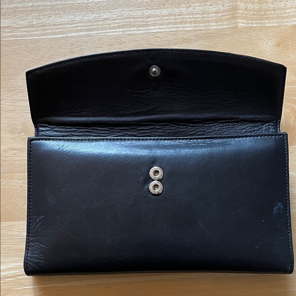 Vintage Perlina Black Leather clutch Wallet with check book holder - Picture 3 of 11